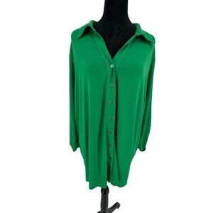 Susan Graver Liquid Knit Button Up Shirt Womens Size 2X Stretch Long Sleeve Work